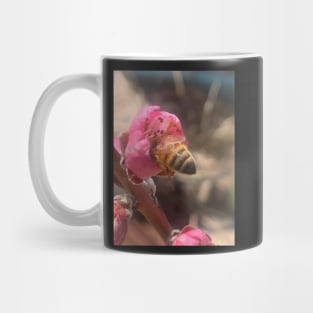 Honey Bee Butt In An Apricot Blossom Mug